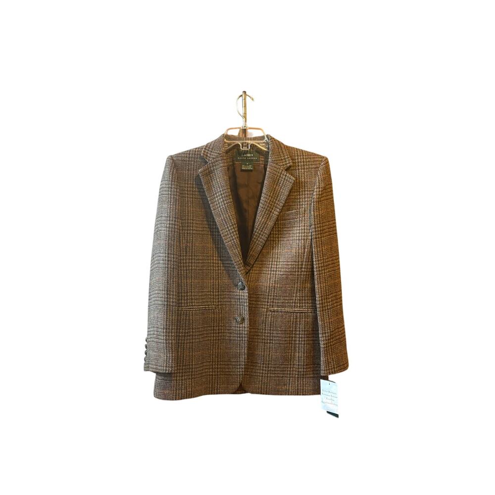 NWT Lauren Ralph Lauren women's glen plaid wool vintage equestrian blazer 4 - Picture 2 of 13